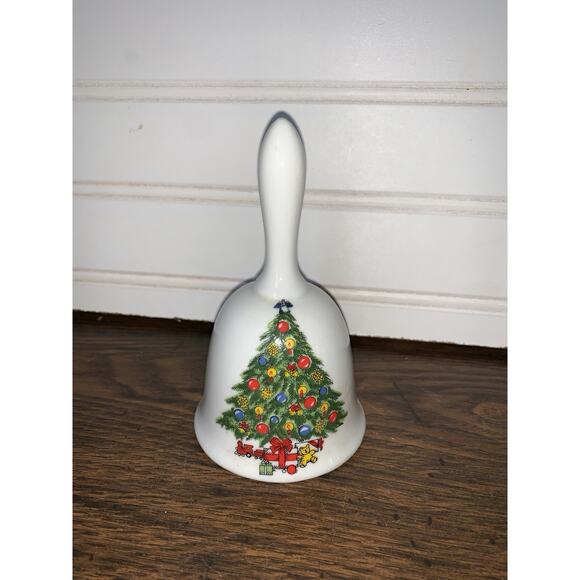 Bell with Christmas Tree White 5” X 3” - Picture 1 of 4
